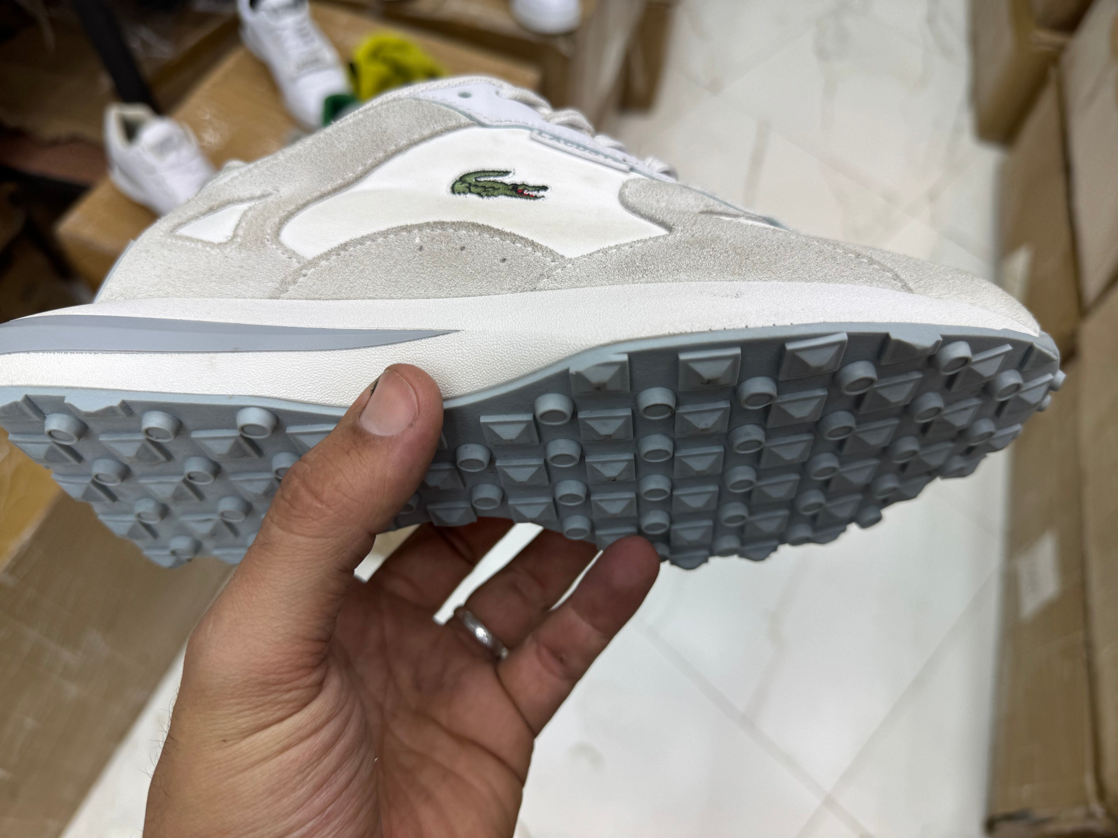 LACOSTE ORIGINAL GRIS Biege X Tennis